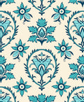 Teal Floral Medallion Pattern Rug