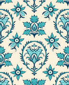 Teal Floral Medallion Pattern Rug