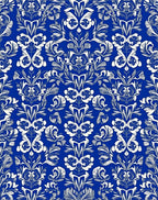 Blue White Classic Floral Damask Rug