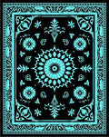 Cyan Floral Mandala Pattern Rug