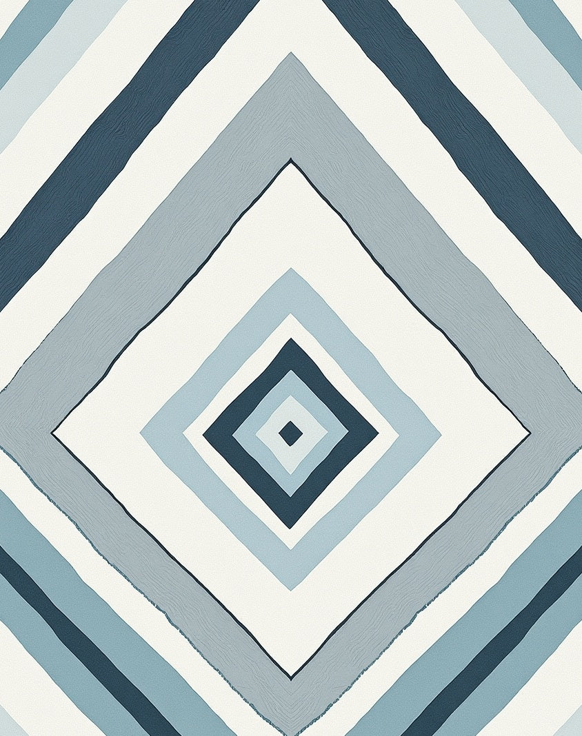 Cool Tone Diamond Pattern Rug