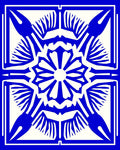 Bold Blue White Radial Pattern Rug
