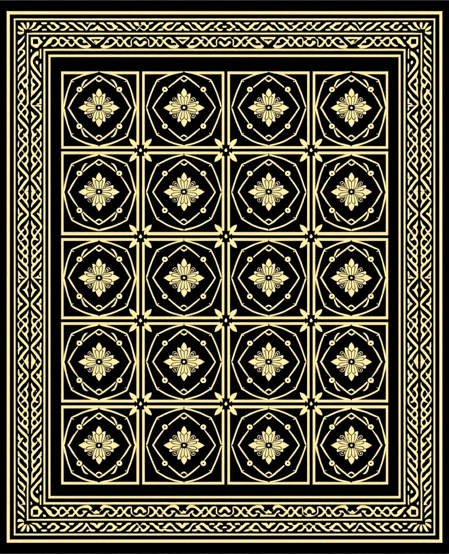 Classic Floral Geometric Pattern Rug