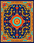 Vibrant Floral Scrollwork Mandala Rug