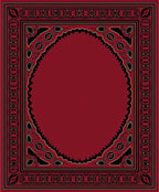 Rich Red Black Floral Damask Rug