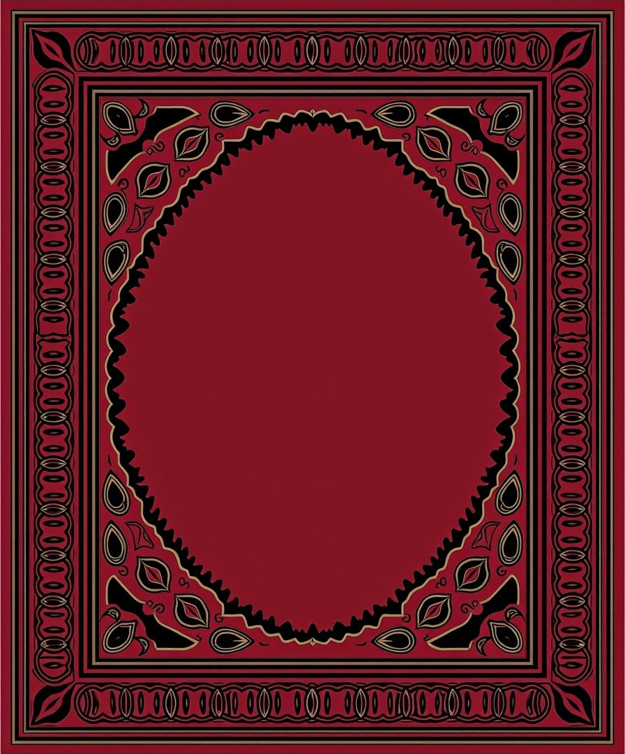 Rich Red Black Floral Damask Rug