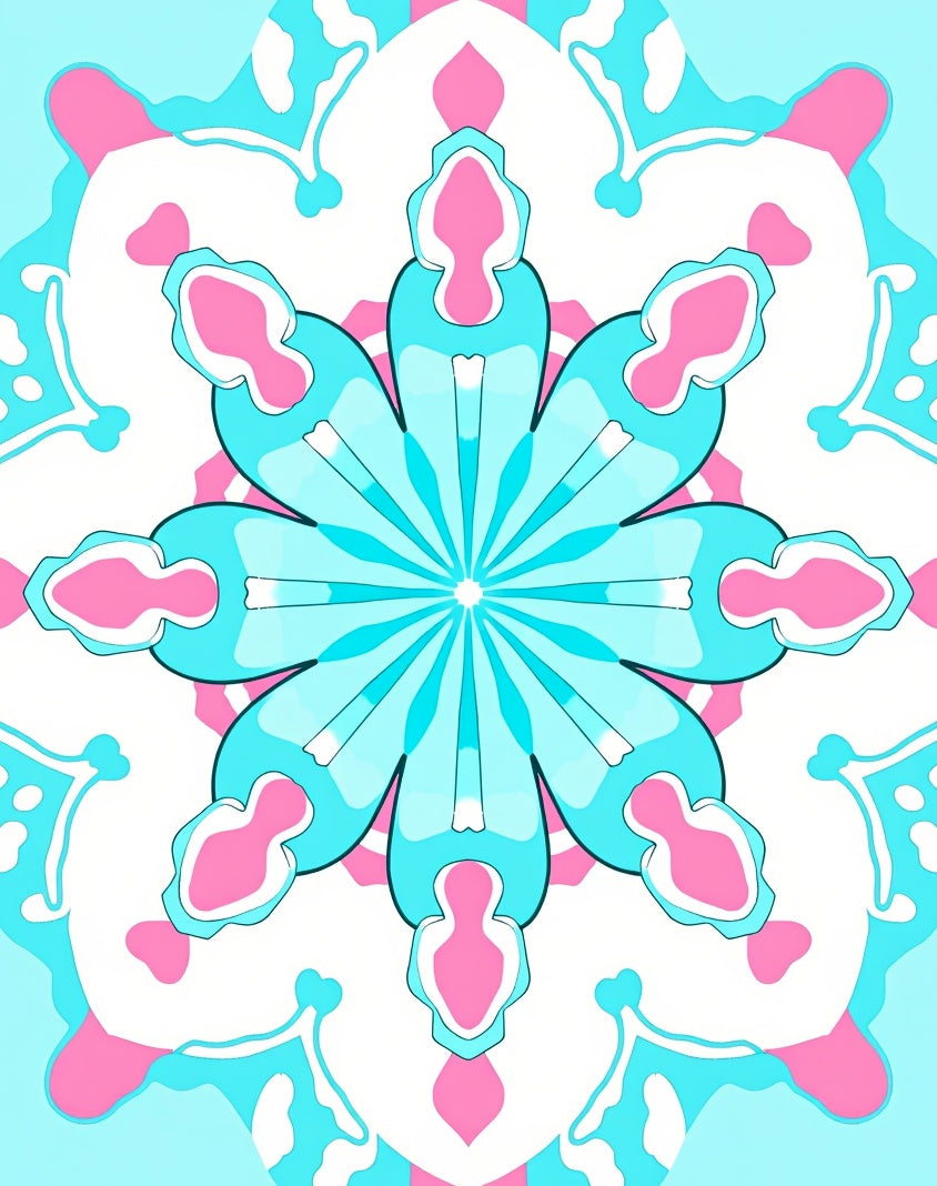 Pastel Petal Kaleidoscope Rug