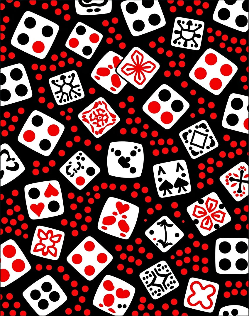 Red White Dice Pattern Design Rug
