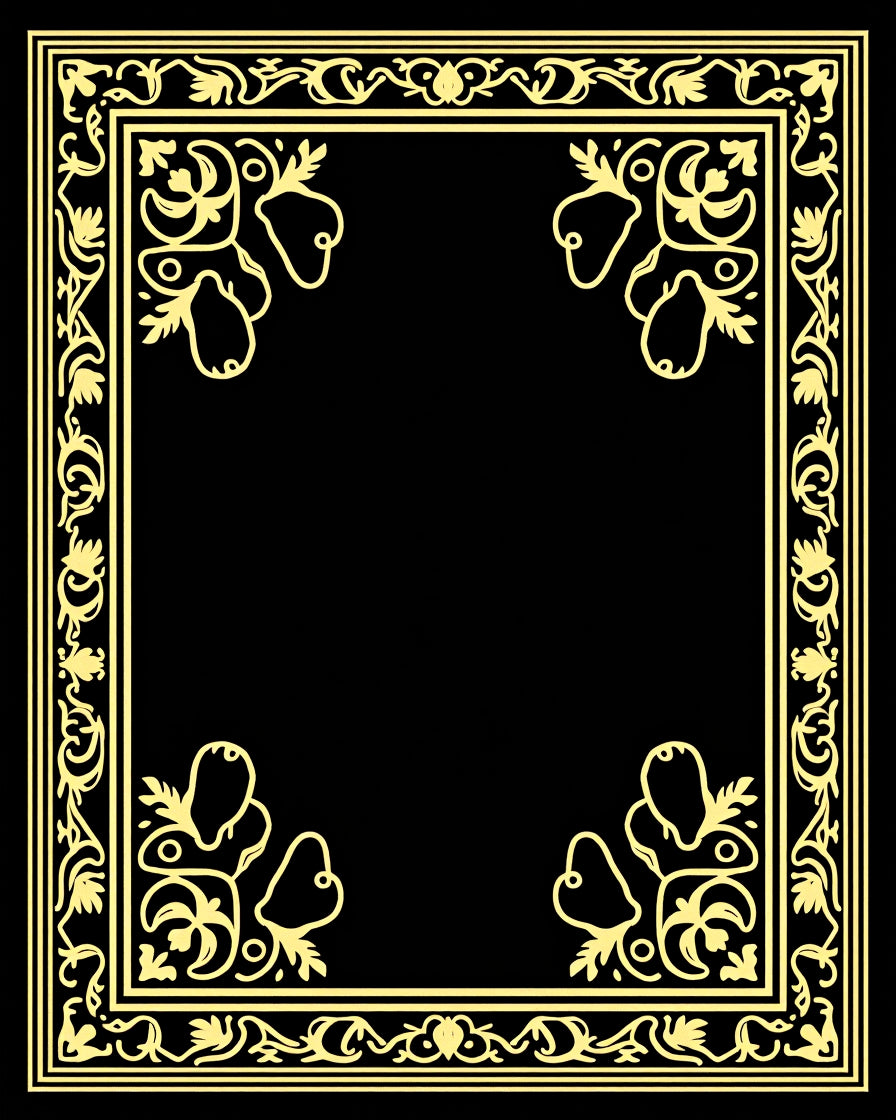 Golden Elegant Floral Border Design Rug