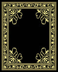 Golden Elegant Floral Border Design Rug
