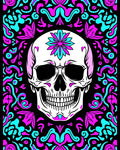 Skull With Vibrant Floral Border Rug