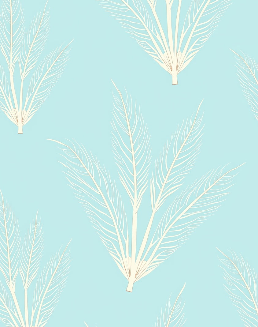 Light Blue Subtle Feather Design Rug