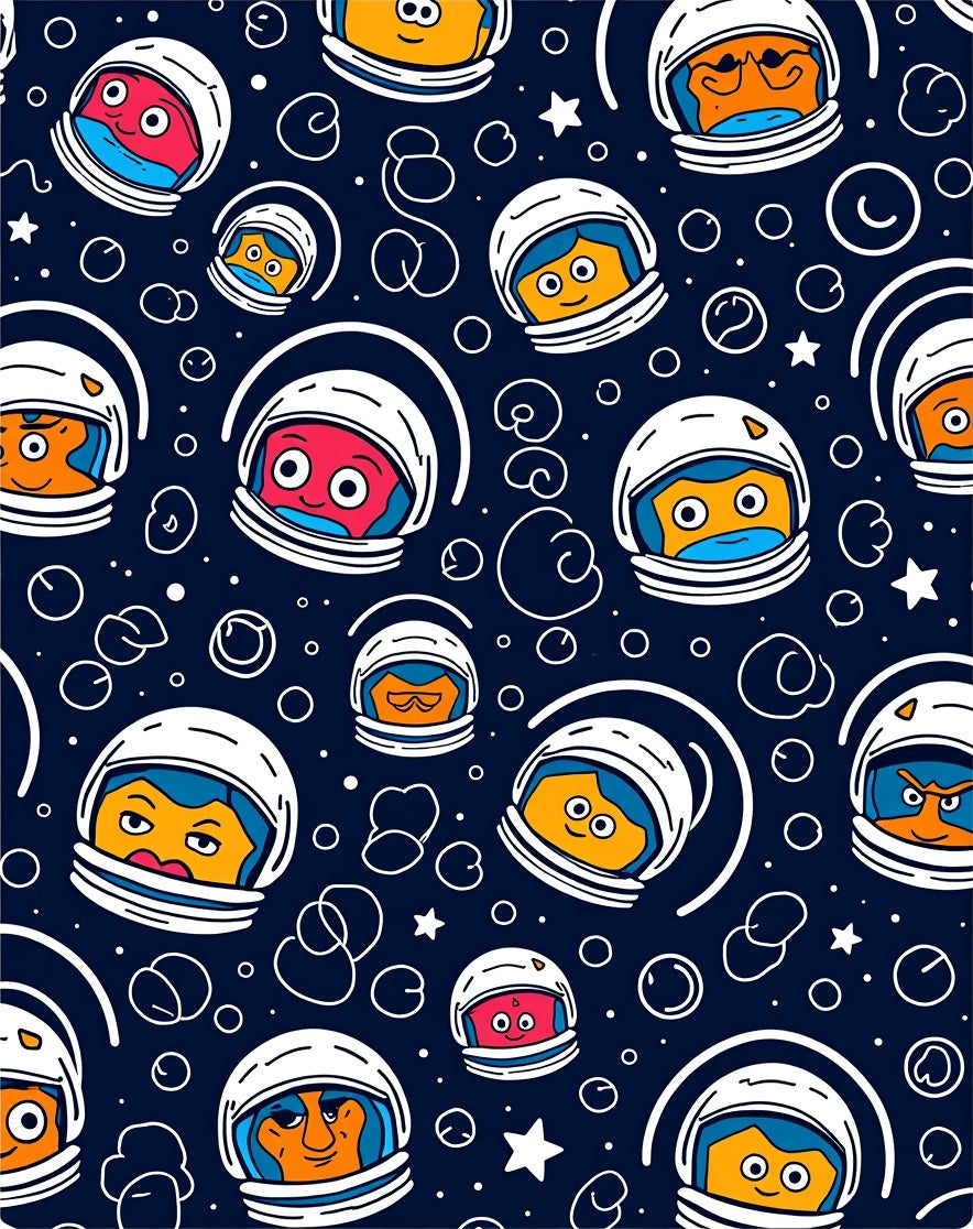 Cosmic Astronaut Faces Pattern Design Rug