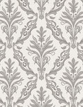 Elegant Gray Floral Damask Pattern Rug