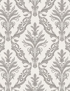 Elegant Gray Floral Damask Pattern Rug