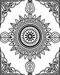 Mandala Style Graphic Black White Rug