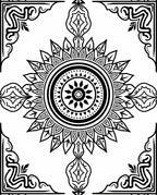 Mandala Style Graphic Black White Rug