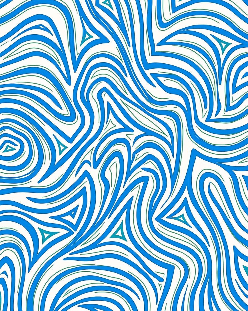 Abstract Blue Green Wavy Swirl Pattern Rug