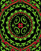 Vibrant Floral Kaleidoscope Art Rug