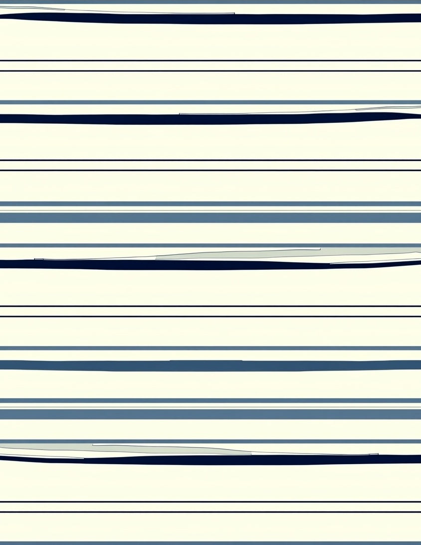 Blue Cream Horizontal Stripe Design Rug