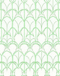 Green Art Deco Fan Motif Rug