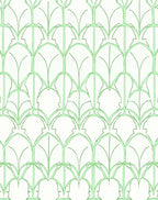 Green Art Deco Fan Motif Rug
