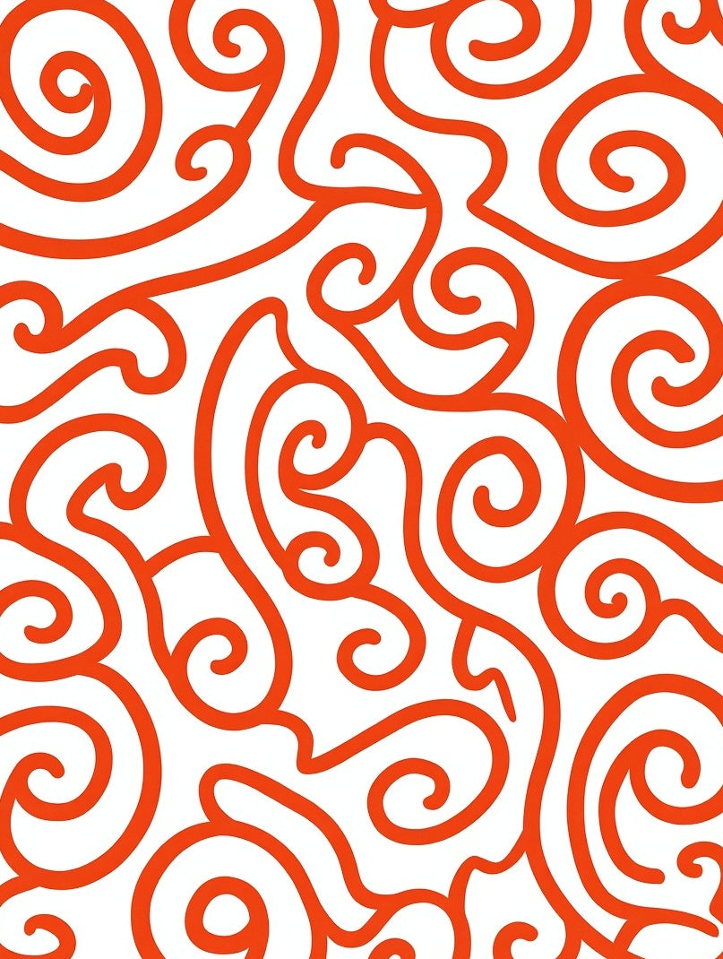 Vibrant Orange Swirl Pattern Rug