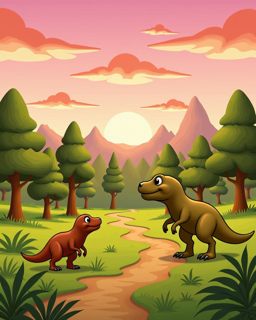 Whimsical Dinosaur Nature Path Rug