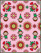 Whimsical Pink Elf Floral Collage Rug