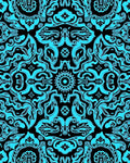Cyan Ornate Floral Mandala Pattern Rug