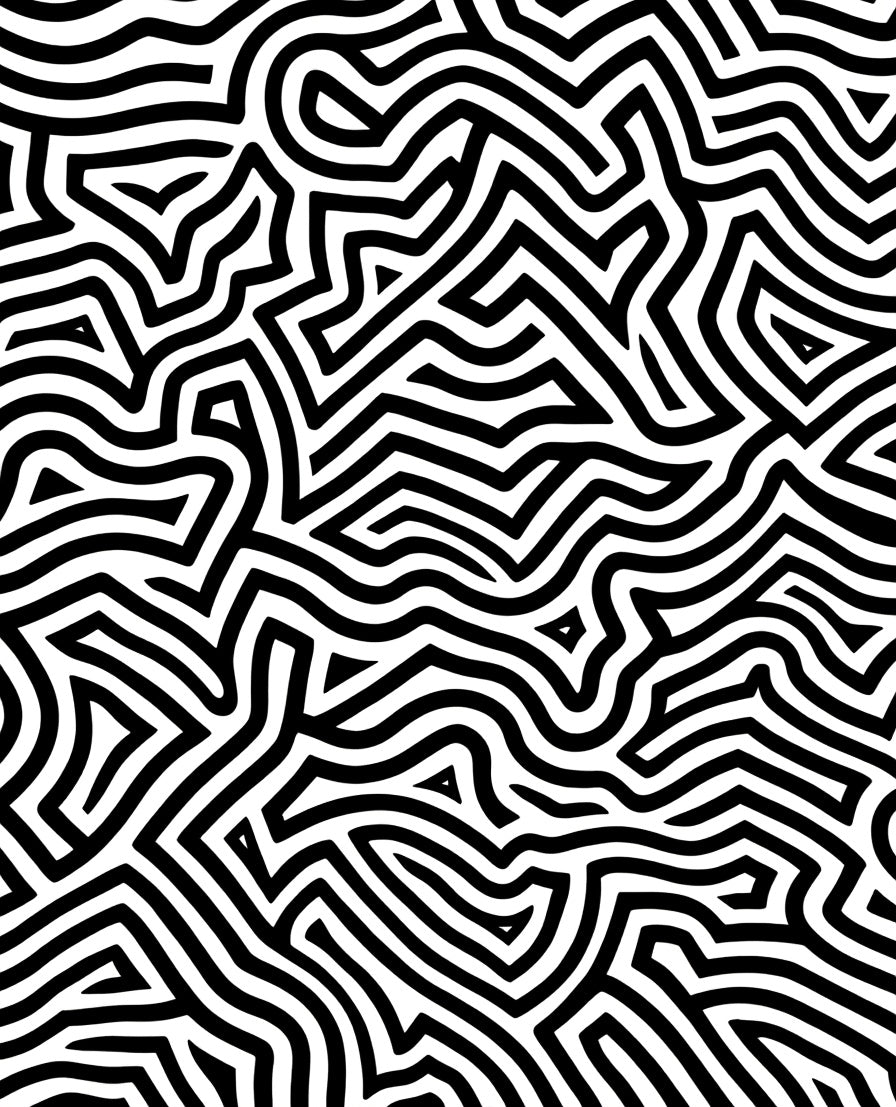 Abstract Line Art Maze Pattern Rug