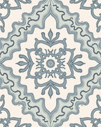 Elegant Blue Floral Medallion Pattern Rug
