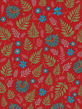 Red Floral Fern Pattern Design Rug