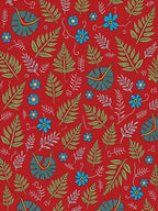Red Floral Fern Pattern Design Rug
