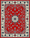 Classic Red Floral Medallion Design Rug