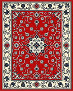 Classic Red Floral Medallion Design Rug
