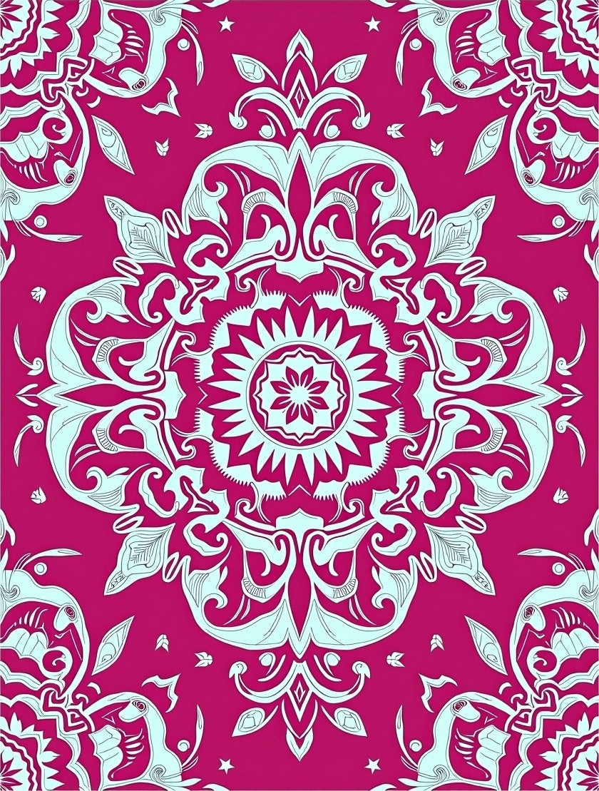 Crimson Mandala Art Deco Medallion Rug