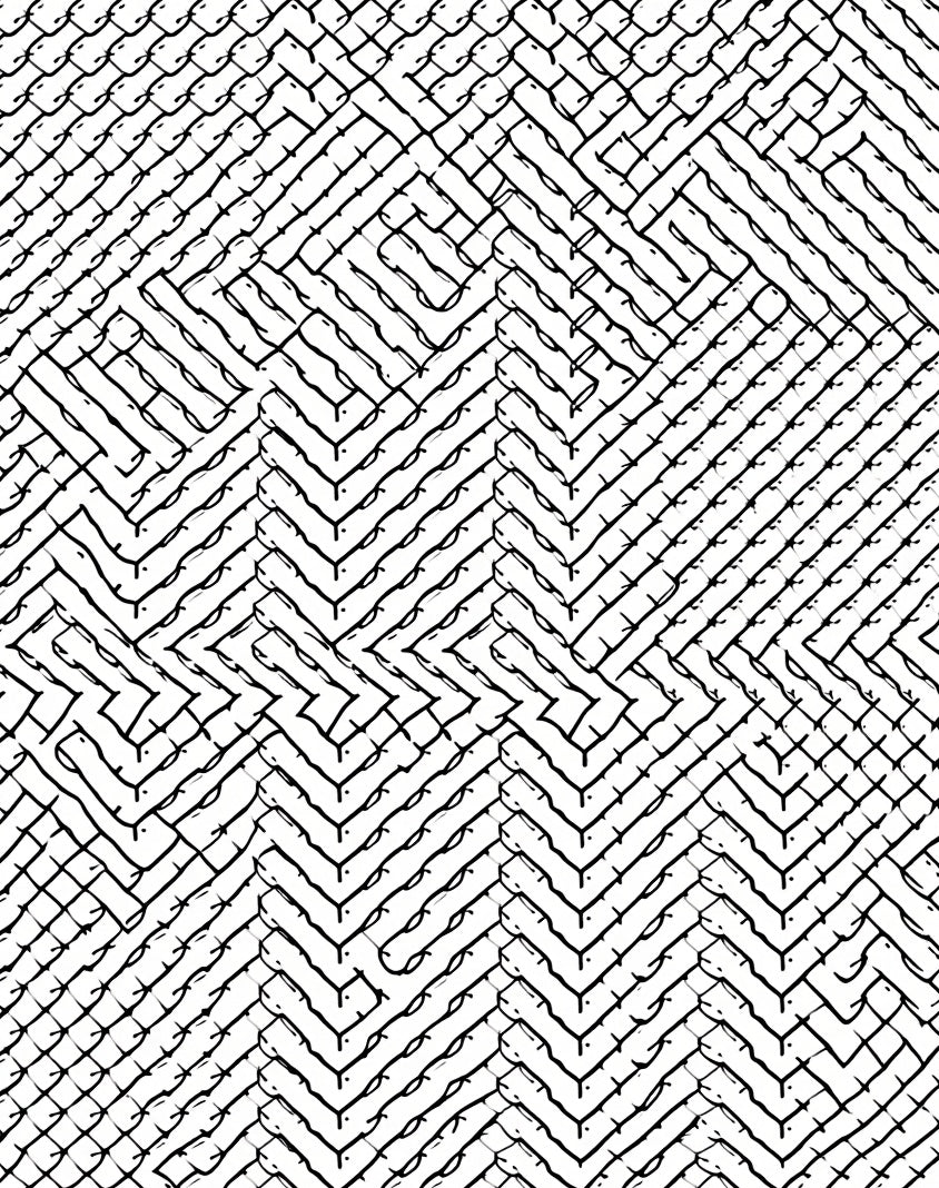 Monochrome Zigzag Interlocking Blocks Rug