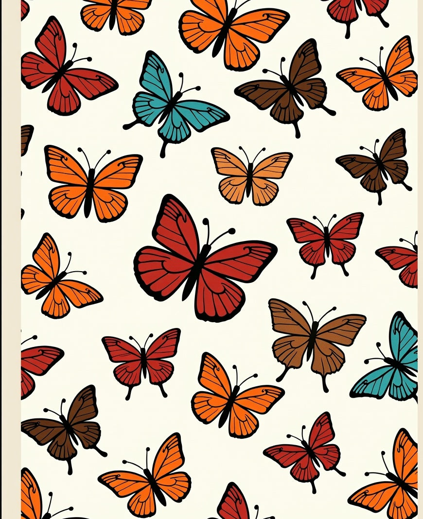 Vibrant Butterfly Patterned Cotton Rug