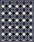 Elegant Cream Navy Classic Pattern Rug