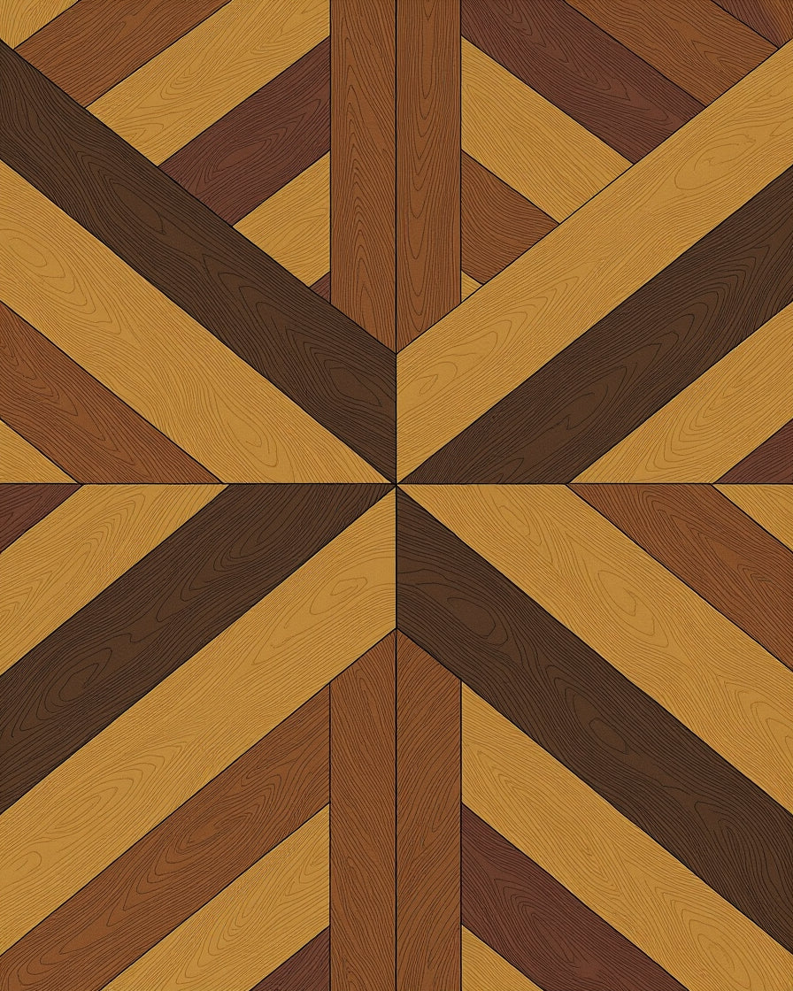 Geometric Wood Grain Pattern Rug