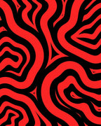Bold Red and Black Wavy Lines Rug