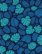 Tropical Leaf Pattern Blue Rug