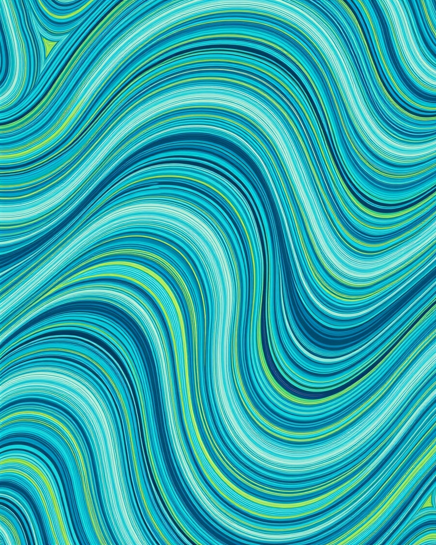 Cool Blue Green Swirl Art Rug