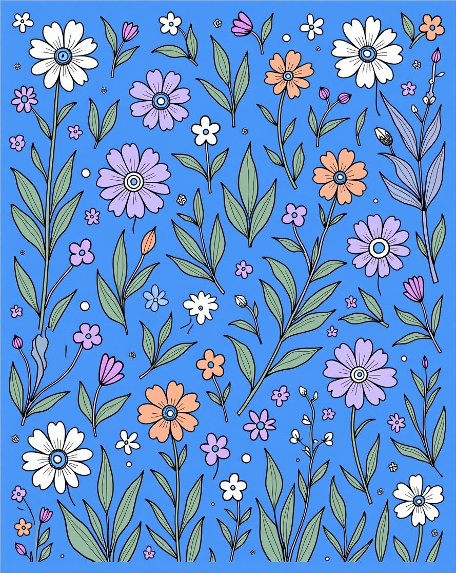 Vibrant Floral Meadow Patterned Rug