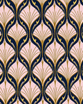 Art Nouveau Navy Gold Fan Pattern Rug