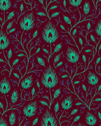 Emerald Peacock Feather Vine Pattern Rug