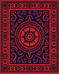 Bold Red Circular Medallion Design Rug
