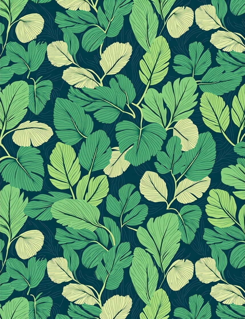 Green Leaf Botanical Pattern Rug