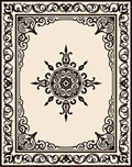 Ornate Black Cream Scrollwork Rug